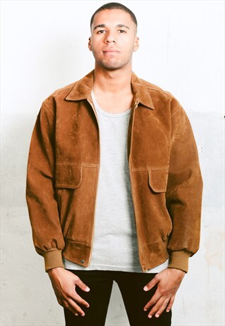 VINTAGE FAUX SUEDE BOMBER JACKET