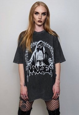 Gothic t-shirt Illuminati tee nausea slogan skater top grey