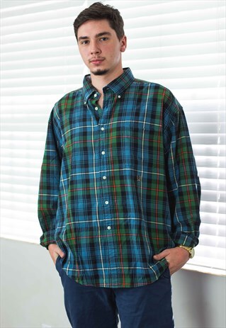 VINTAGE TOMMY HILFIGER SHIRT FLANNEL LOGO 90S XXL 13.8