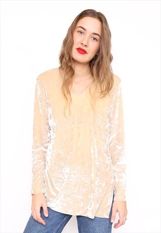 VINTAGE 90S CREAM VELVET PARTY TOP
