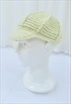 Y2K VINTAGE CREAM KNITTED BAKER BOY CAP HAT