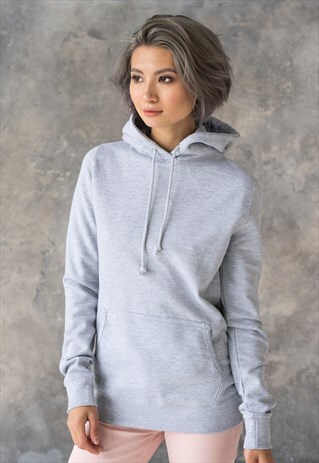 GREY GRAY HOODIE WOMEN'S UNPRINTED COTTON HOODY SWEATSHIRT