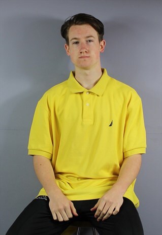VINTAGE NAUTICA POLO SHIRT IN YELLOW WITH EMBROIDERED LOGO.