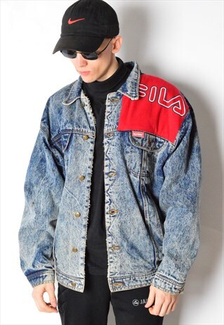 REWORKED VINTAGE 80S WARM DENIM JACKET X FILA
