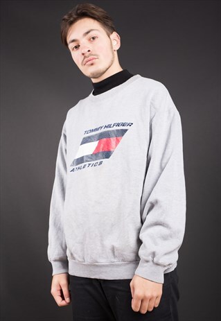 GREY BIG LOGO SPELL OUT TOMMY HILFIGER SWEATSHIRT