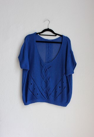 VINTAGE BRIGHT BLUE SWEATER TEE