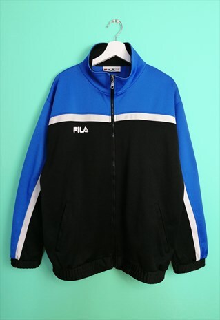 VINTAGE 90'S FILA UNISEX TRACK JACKET BLACK / BLUE