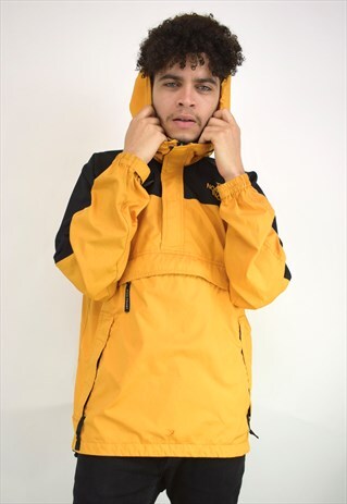 VINTAGE 90'S THE NORTH FACE YELLOW PULLOVER JACKET WITH HOOD