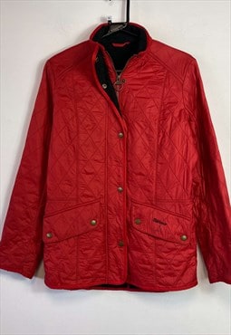 Red Barbour Quilted Jacket Womens 12 UK