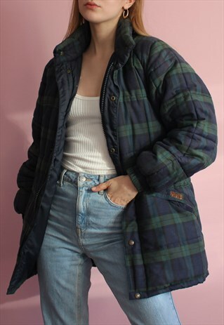 BLUE & GREEN TARTAN ORIGINAL PUFFA JACKET