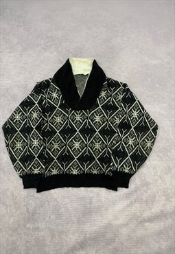 Vintage Knitted Jumper Abstract Patterned Chunky Sweater