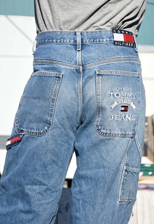 TOMMY HILFIGER MID BLUE STRAIGHT LEG SKATER STYLE JEANS