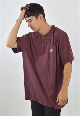 VINTAGE 90S MAROON CARHARTT T SHIRT