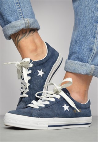 VINTAGE 90S CONVERSE NAVY SUEDE OX SHOES TRAINERS PREPPY