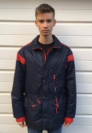 MENS VINTAGE BLUE ADIDAS COAT SPORTSWEAR JACKET ZIPPER
