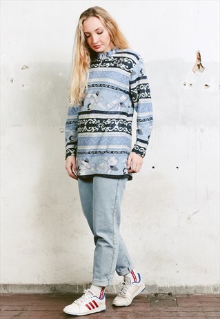 VINTAGE 90S STRIPED PATTERNED SWEATER