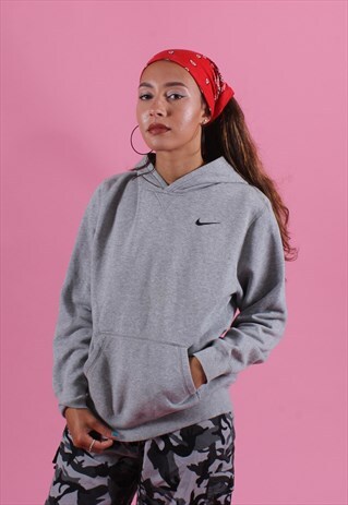 GREY NIKE EMBROIDERED HOODIE