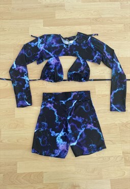 Purple galaxy shorts set