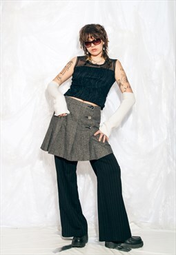 Vintage Y2K Pleated Mini Skirt in Grey