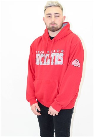 VINTAGE USA SPELL OUT HOODIE IN RED XL