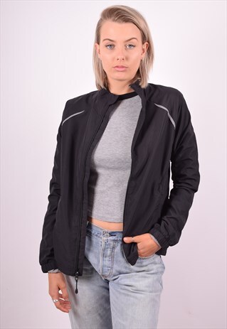 ADIDAS WOMENS VINTAGE TRACKSUIT TOP JACKET MEDIUM BLACK 90'S