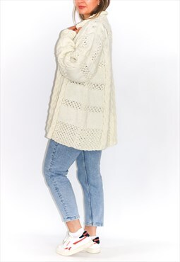 Hand Knitted Soft Wool Slouchy Crochet Cardigan 