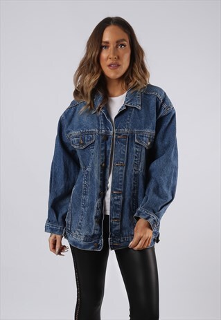 VINTAGE DENIM JACKET OVERSIZED FITTED UK 16 XL (HC3Z)