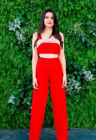 WIDE LEG RED TROUSERS