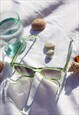 TRANSPARENT GREEN CHUNKY SEMI CAT EYE SUNGLASSES