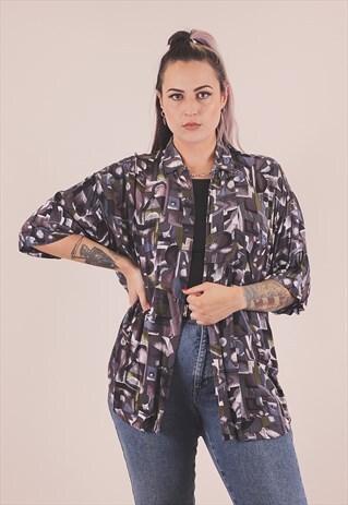VINTAGE 90'S OVERSIZED CRAZY PRINT PATTERNED SHIRT /A4011