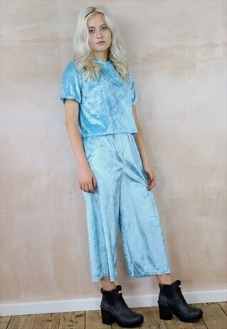 JUST A LITTLE CRUSH SKY BLUE VELVET CO-ORDINATES