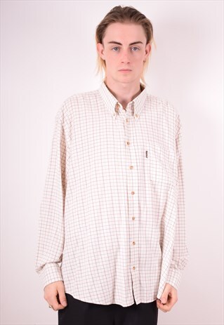 BARBOUR MENS VINTAGE SHIRT XXXL WHITE CHECK 90S