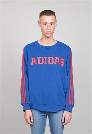 90'S VINTAGE OVERSIZED BLUE ADIDAS CLASSIC SWEATER
