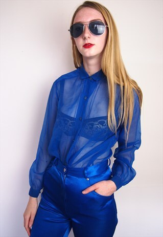 BLUE SHEER BLOUSE
