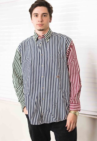 VINTAGE TOMMY HILFIGER COLOR BLOCK SHIRT LOGO 90S M 9.9