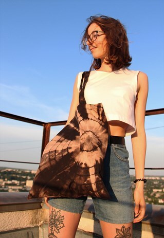 SHIBORI HAND DYED TIE DYE UNIQUE COTTON TOTE BAG