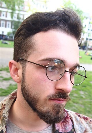 COFFEE CLEAR LENS UNISEX ROUND GLASSES