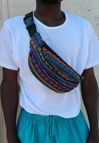 MULTI PRINT CIRCLE WOVEN BUM BAG