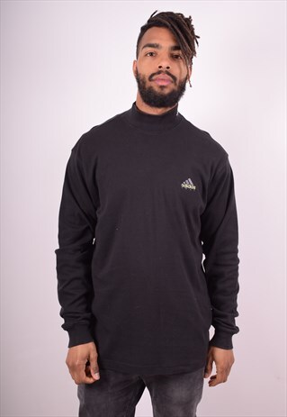 ADIDAS MENS VINTAGE TOP LONG SLEEVE MEDIUM BLACK 90S