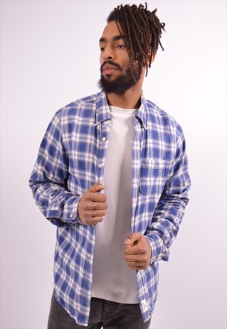 MENS VINTAGE SHIRT XXL BLUE CHECK 90S