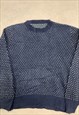 VINTAGE KNITTED JUMPER ABSTRACT PATTERNED GRANDAD SWEATER