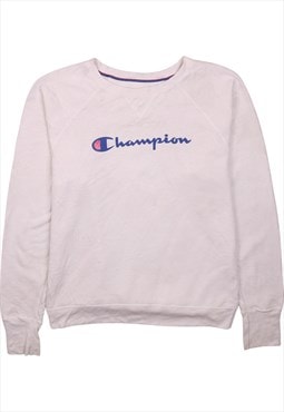 Vintage 90's Champion Sweatshirt Spellout Crew Neck Beige