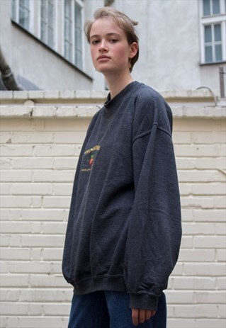 90S NORMCORE EMRBROIDERY GREY THUNDERBIRD SWEATSHIRT
