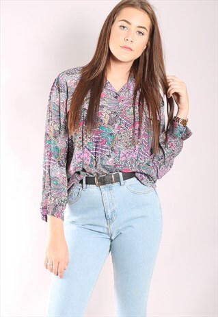 VINTAGE 80S ABSTRACT LOOSE FIT BLOUSE