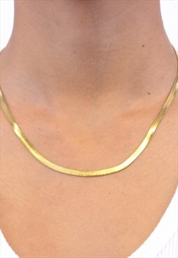 Flat Snake Chain 18k Gold Herringbone Necklace