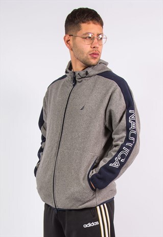 NAUTICA ZIP FASTEN FLEECE HOODIE SPELLOUT LOGO