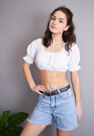 70'S STYLE BOHO FESTIVAL COUNTRY LACE EMBROIDERED CROP TOP