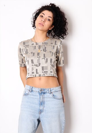 VINTAGE 90'S CROP TOP GOLD T-SHIRT Y2K