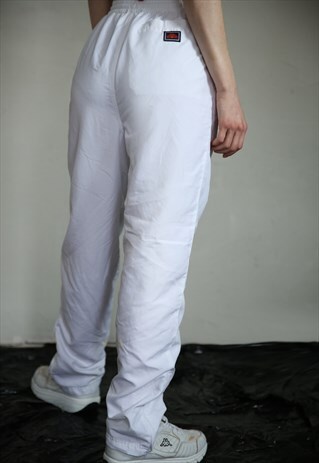 VINTAGE WHITE ELLESSE TRACK PANTS . UNISEX