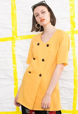 VINTAGE WOMAN'S YELLOW SHORT SLEEVED BLAZER
